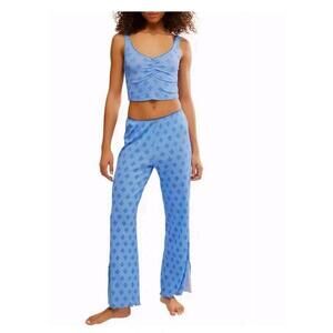 Free People Intimately Fresh in Love Pointelle Pajamas Blue Size S Sleepwear